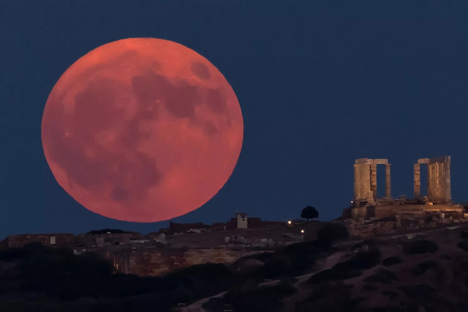 Rare super blue moon in Greece.